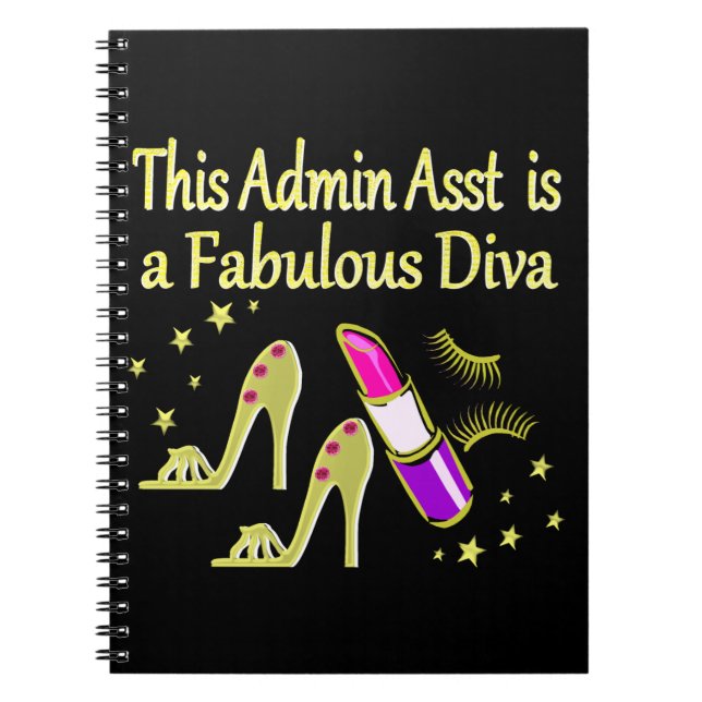 Caderno Espiral ASSISTENTE DE ADMIN DO GLITZY Dourado DIVA DESIGN (Frente)