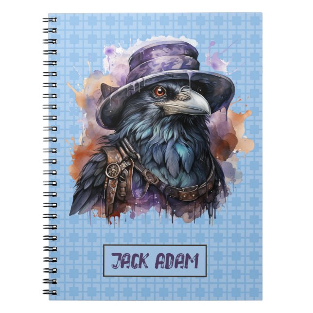 Caderno Espiral Assistente de Aquarelas Raven Bird (Frente)