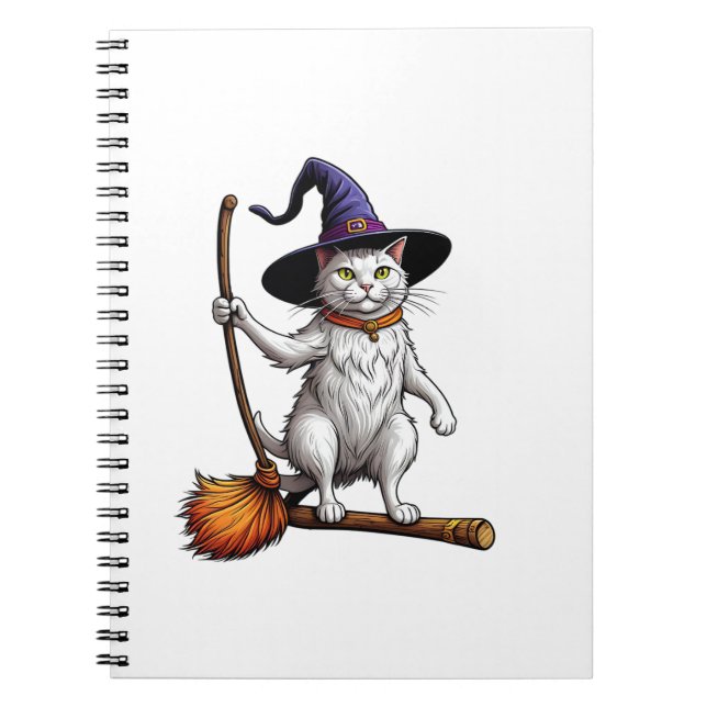 Caderno Espiral Assistente de Gato Halloween Bruxas Místicas Cat L (Frente)