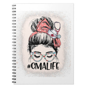 Caderno Espiral Assistente médico certificado Mensagem Bun CMA Lif