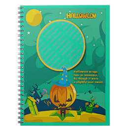 Caderno Espiral Assistente para Adição de Fotografia do Halloween 