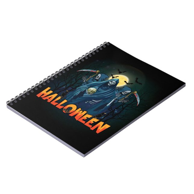 Caderno Espiral Assustador Esqueleto Noturno Halloween, Meu Humor  (Left Side)