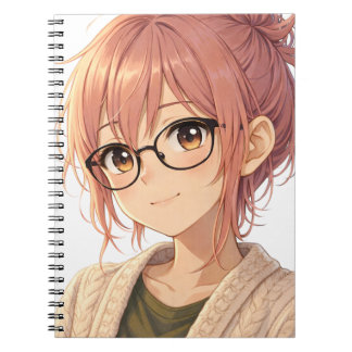 Caderno Espiral Aster™ Cute Aesthetic Girl Spiral Notebook Cozy Vi