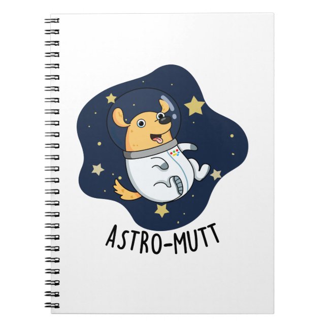 Caderno Espiral Astromutt Cachorro Engraçado Astronauta Trocadilho (Frente)