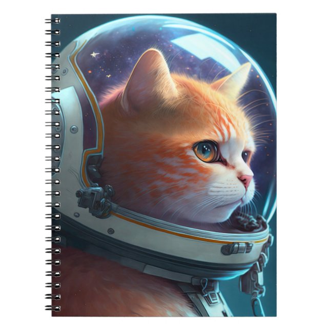 Caderno Espiral Astronauta Adorável para Gatos (Frente)