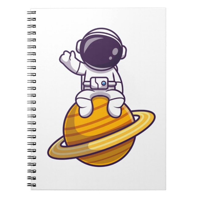 Caderno Espiral Astronauta Amigável Onda de um Planeta (Frente)