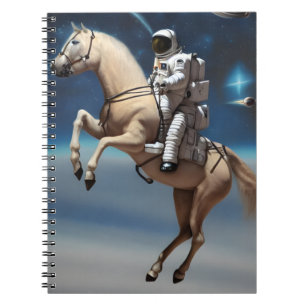 Caderno Espiral Astronauta Andando Cavalo no Espaço