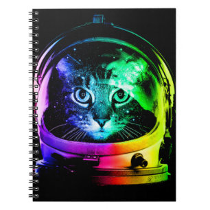 Caderno Espiral Astronauta colorido de gatos