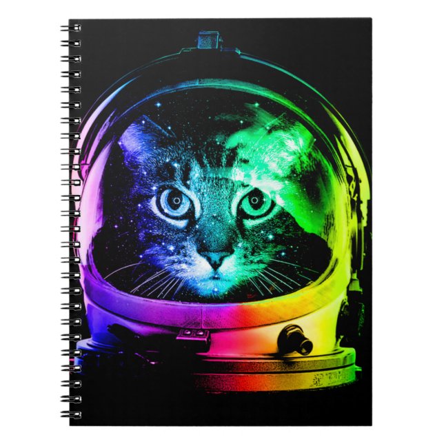 Caderno Espiral Astronauta colorido de gatos (Frente)