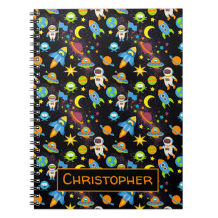 Caderno Espiral Astronauta Colorido do Espaço Exterior Foguetes P