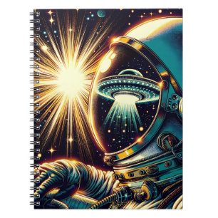 Caderno Espiral Astronauta com Reflexão de um OVNI