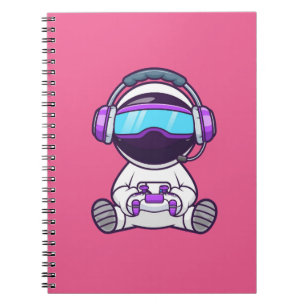 Caderno Espiral Astronauta Cuta Reproduzindo Cartoon VR