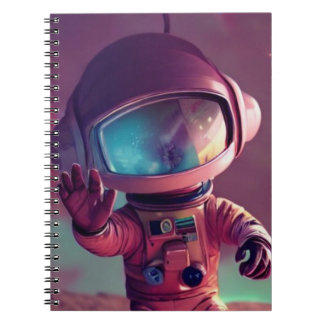 Caderno Espiral Astronauta da Alienígena Vermelha Pequena