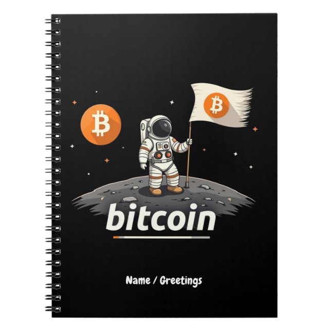 Caderno Espiral Astronauta da Lua Crypto Bitamt Design BTC (Frente)