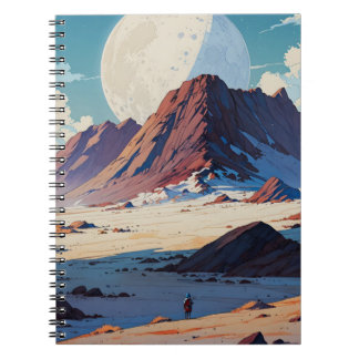 Caderno Espiral Astronauta explorando um notebook com grande Alien
