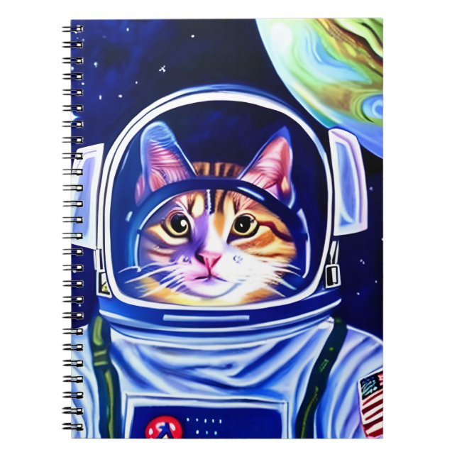 Caderno Espiral Astronauta Gato no Espaço (Frente)