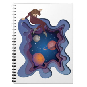 Caderno Espiral Astronauta Girl Space Gazing