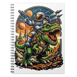 Caderno Espiral Astronauta Montando um T-Rex – Dinosaur Espacial É