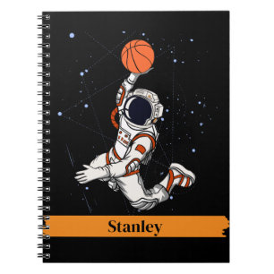 Caderno Espiral Astronauta Negro-Gato Galáxia Espacial Exterior Ba