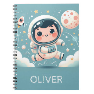 Caderno Espiral Astronauta Pequeno e Fofo no Espaço Personalizado