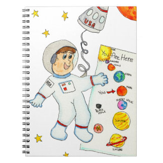 Caderno Espiral Astronauta Procurando Direções