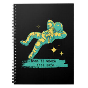 Caderno Espiral Astronauta Space Stars Home é onde me sinto seguro