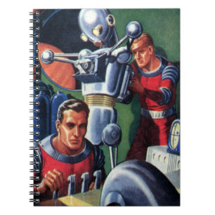 Caderno Espiral Astronautas de Ficção Científica Vintage consertan