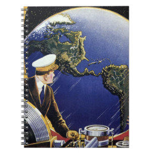 Caderno Espiral Astronautas de Ficção Científica Vintage Orbitando