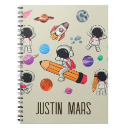Caderno Espiral Astronautas e Planetas Personalizados de Volta às
