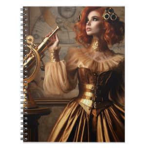 Caderno Espiral Astrônomo de Ouro Steampunk