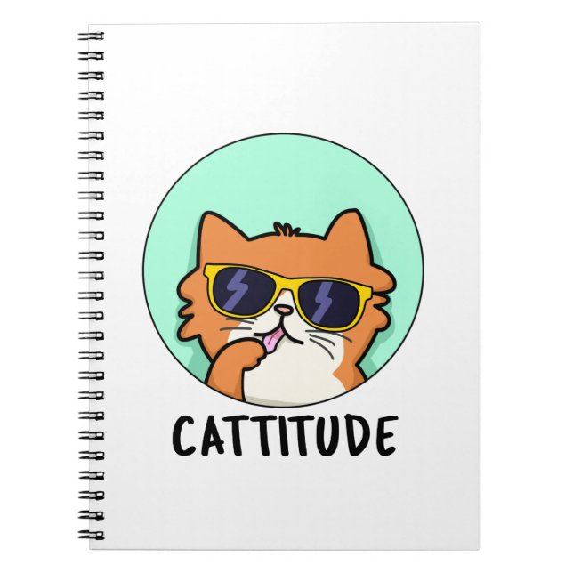 Caderno Espiral Atitude Atitude Divertida Piada de Gato (Frente)