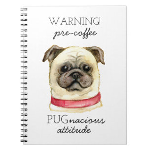 Caderno Espiral Atitude Pugnazista Pré-Café com Pug