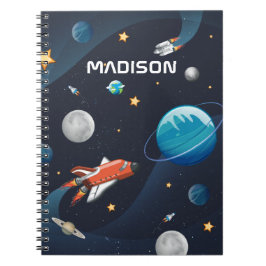 Caderno Espiral Atividade Espacial Exterior Personalizada na Galáx