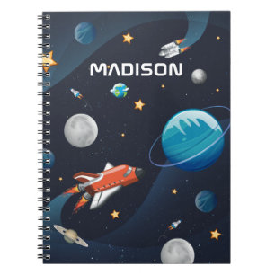Caderno Espiral Atividade Espacial Exterior Personalizada na Galáx