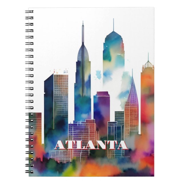 Caderno Espiral Atlanta Skyline Watercolor (Frente)
