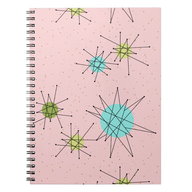 Caderno espiral atômico icónico cor-de-rosa de (Frente)