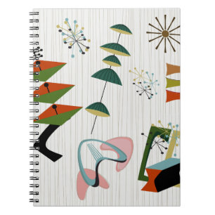 Caderno Espiral Atômico retro da Eames-Era inspirado