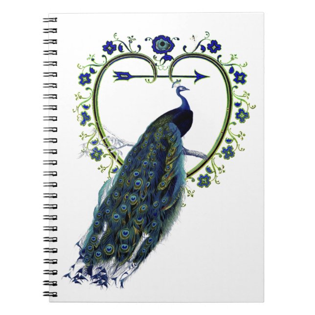 Caderno Espiral Atordoamento do peacock e do ornamentado (Frente)