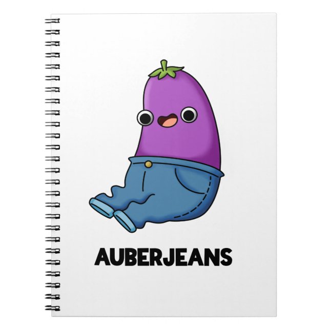 Caderno Espiral Auberjeans Aubergine Divertido Trocadilho  (Frente)