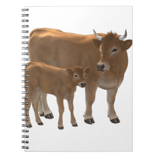 Caderno Espiral Aubrac ou Jersey Brown Cow & Cute Calf Ranc