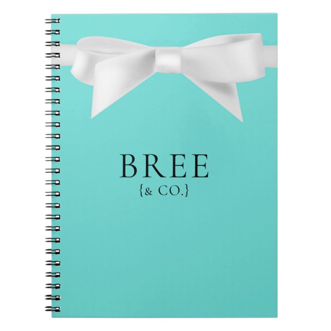 Caderno Espiral Audrey Teal White Arco Moderno Glam Wedding Bridal (Frente)