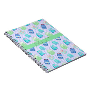 CADERNO ESPIRAL AULA DE PINTURA JARROS AZUIS ÁGUA VERDE