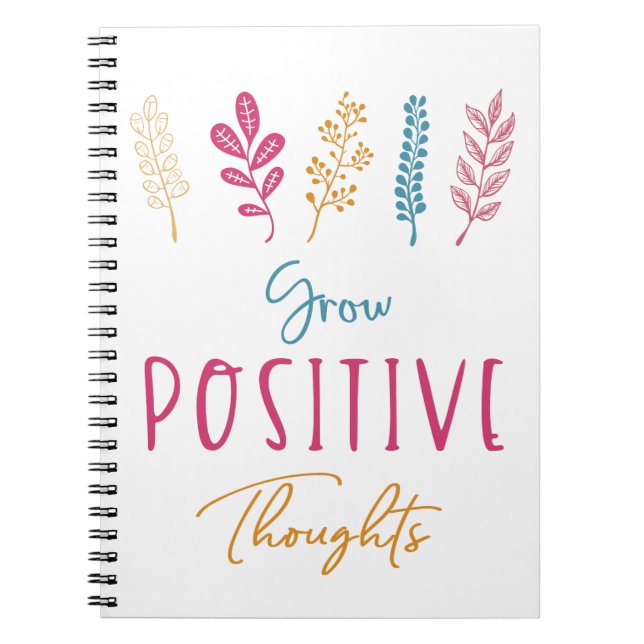 Caderno Espiral Aumente os pensamentos positivos, aspas inspiracio (Frente)