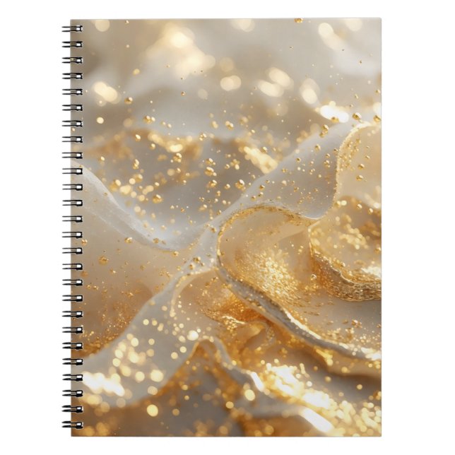 Caderno Espiral Aura of Gold – White & Gold Luxury Journal Noteboo (Frente)