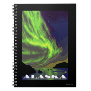 Caderno Espiral Aurora boreal e viagens vintage das orcas