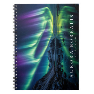 Caderno Espiral Aurora Boreal Sobre a Islândia Luzes do Norte