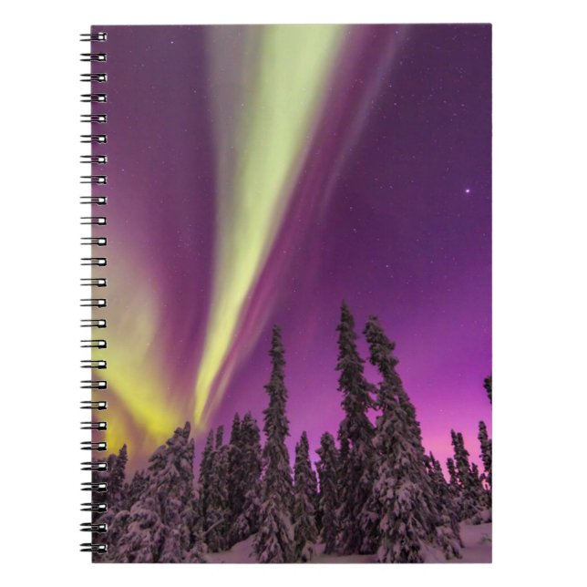 Caderno Espiral Aurora Borealis Norte Luzes Fairbanks Alasca (Frente)