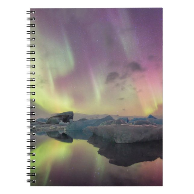 Caderno Espiral Aurora Lights Reflete em Lagoa (Frente)