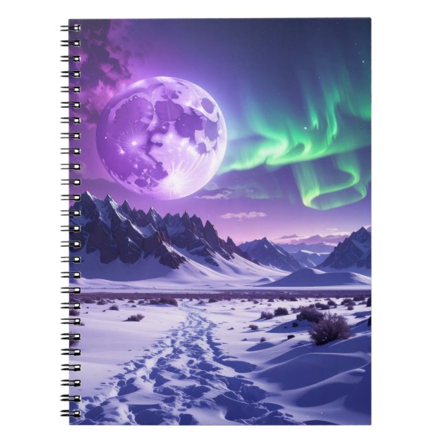 Caderno Espiral Aurora Peaks – Fantasy Dragon Night Sky Desk Mat (Frente)