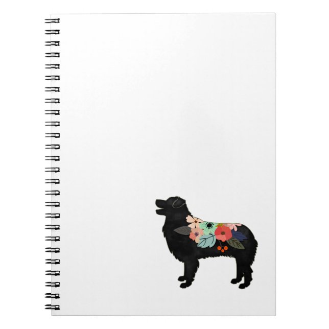 Caderno Espiral Aussie Shepherd Dog Breed Bohemian Floral Saddle (Frente)